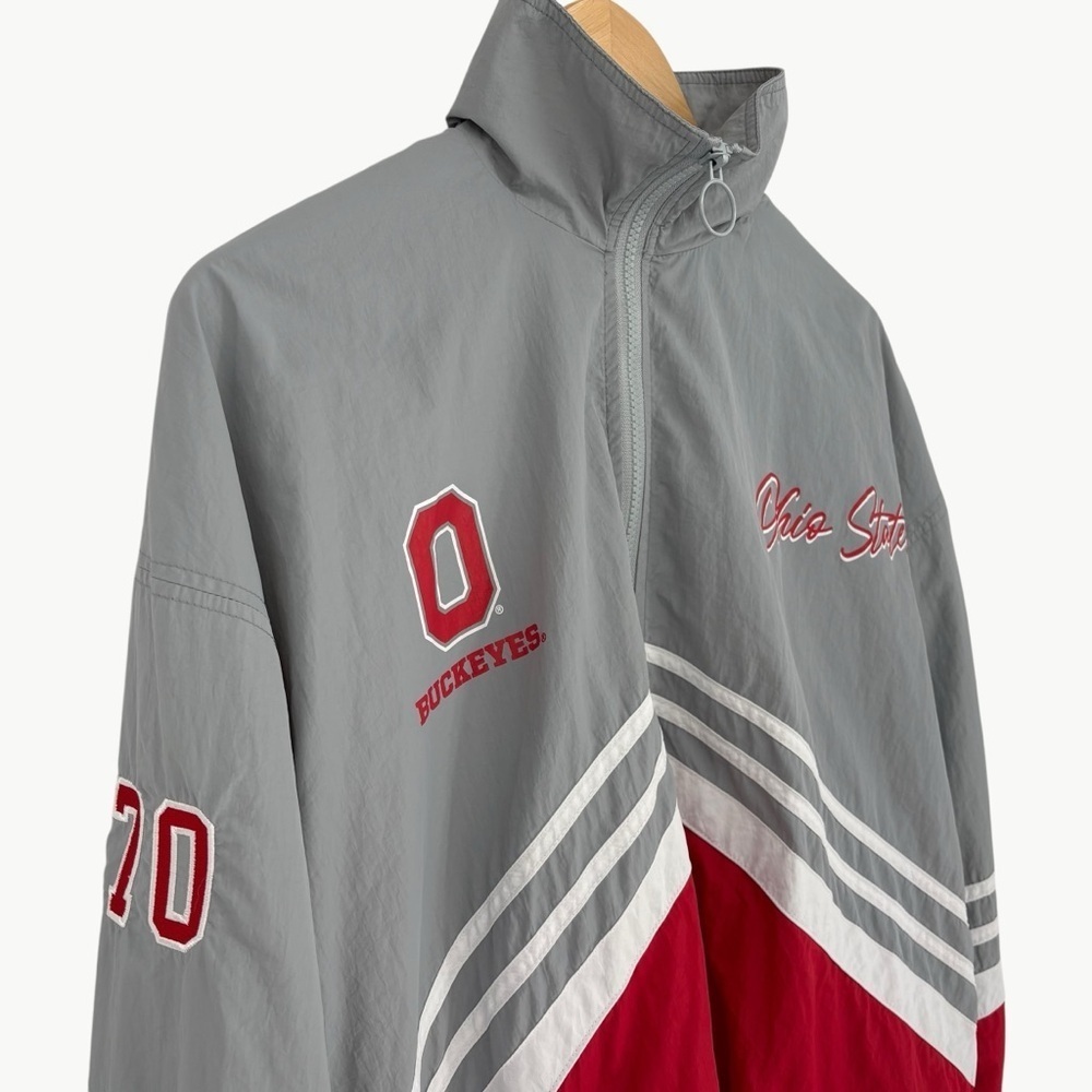 WEAR by Erin Andrews Ohio State Buckeyes Throwback Jacket Size Medium Red Gray - Picture 4 of 15